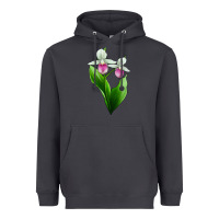 Smoke Pink And White Lady's Slipper Flower Heavyweight Hoodie - LillyAllenDesigns