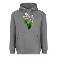 Storm Pink And White Lady's Slipper Flower Heavyweight Hoodie - LillyAllenDesigns