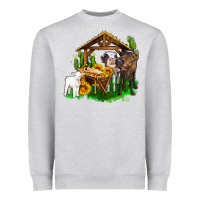 Heather Grey jesus holy night cows and sunflowers Heavyweight Sweatshirt - AdoDesignShop