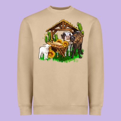 Jesus Holy Night Cows And Sunflowers Heavyweight Sweatshirt Designed By Adodesignshop