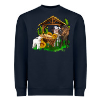 Navy jesus holy night cows and sunflowers Heavyweight Sweatshirt - AdoDesignShop