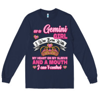 Navy As A Gemini Girl I Was Born With My Heart On My Sleeve And A Mouth Long Sleeve Tee - Jasminsmagicworld
