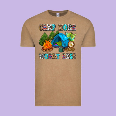 Camp More Worry Less Vintage Tee Designed By Adodesignshop