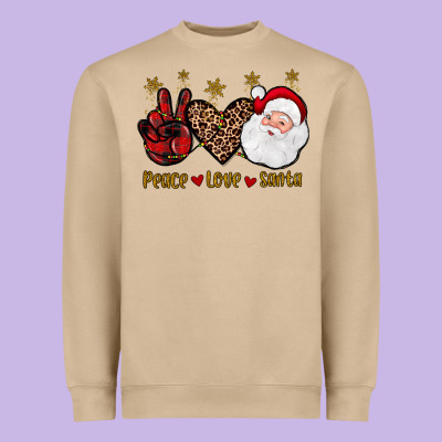 Peace Love Santa Heavyweight Sweatshirt Designed By Jahusdesignshop