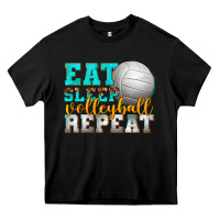 Black eat sleep volleyball repeat Heavy Core Tee - texasbilliewilder