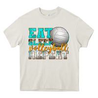 Cream eat sleep volleyball repeat Heavy Core Tee - texasbilliewilder