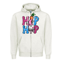 Oatmeal Heather Easter hip hop gnome Zipper Hoodie - NancyCooperArtShop