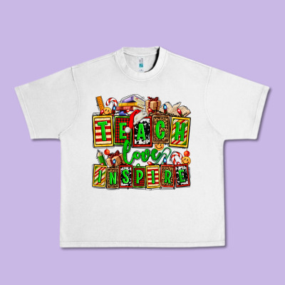 Teach Love Inspire With Christmas And Teacher Elements Urban Heavy Tee Designed By Adodesignshop