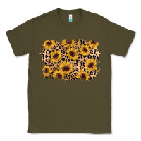 Army Green sunflower leopard background Classic Tee - AdoDesignShop