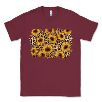 Burgundy sunflower leopard background Classic Tee - AdoDesignShop