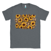 Charcoal Heather sunflower leopard background Classic Tee - AdoDesignShop