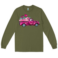 Army Green valentine's day pink truck Long Sleeve Tee - BarkalooDesign