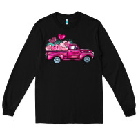 Black valentine's day pink truck Long Sleeve Tee - BarkalooDesign