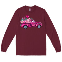 Burgundy valentine's day pink truck Long Sleeve Tee - BarkalooDesign