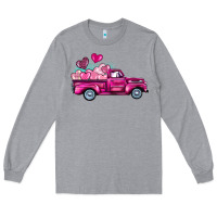 Heather Grey valentine's day pink truck Long Sleeve Tee - BarkalooDesign