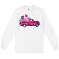 White valentine's day pink truck Long Sleeve Tee - BarkalooDesign