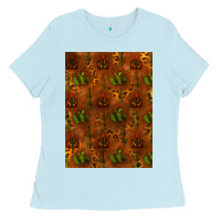 Baby Blue cactus background Ladies Tee - RanaPortraitStore