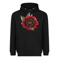 Black ProCut Red Sunflower Heavyweight Hoodie - LillyAllenDesigns