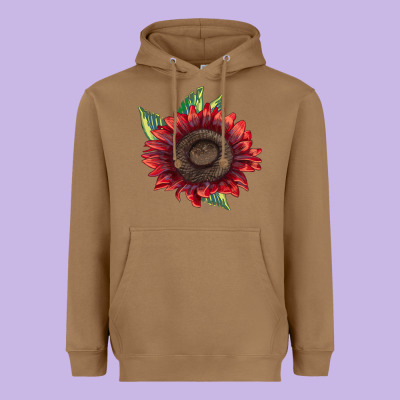 Procut Red Sunflower Heavyweight Hoodie Designed By Lillyallendesigns