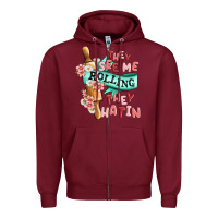 Burgundy they see me rolling they hatin Zipper Hoodie - MaliasSmallBusiness