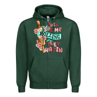 Sports Green they see me rolling they hatin Zipper Hoodie - MaliasSmallBusiness