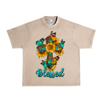 French Oak cross with butterfly blessed Urban Heavy Tee - BundleAndBundleShop