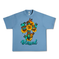 Pebble Blue cross with butterfly blessed Urban Heavy Tee - BundleAndBundleShop