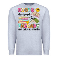 Heather Grey books are cheaper than therapy and twice as effective Premium Sweatshirt - Artiststas