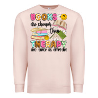 Pale Pink books are cheaper than therapy and twice as effective Premium Sweatshirt - Artiststas