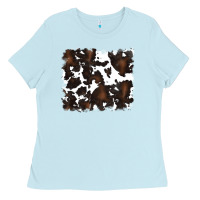 Baby Blue cowhide background Ladies Tee - RanaPortraitStore