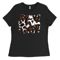Black cowhide background Ladies Tee - RanaPortraitStore