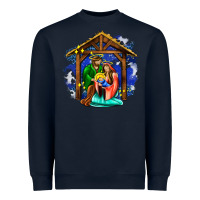 Navy jesus and mary with god Heavyweight Sweatshirt - AdoDesignShop