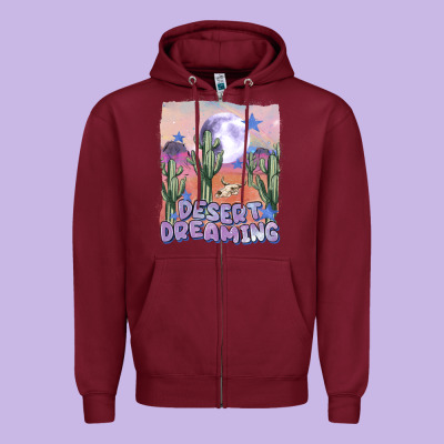 Desert Dreaming Zipper Hoodie Designed By Maliassmallbusiness