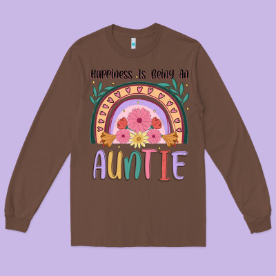 Happiness Is Being An Auntie Long Sleeve Tee Designed By Jahusdesignshop