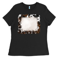Black cowhide and leopard background Ladies Tee - RanaPortraitStore