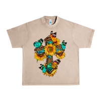 French Oak cross with butterfly Urban Heavy Tee - BundleAndBundleShop