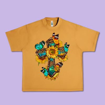 Cross With Butterfly Urban Heavy Tee Designed By Bundleandbundleshop