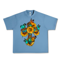 Pebble Blue cross with butterfly Urban Heavy Tee - BundleAndBundleShop