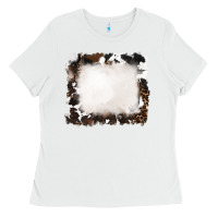 White cowhide and leopard background Ladies Tee - RanaPortraitStore