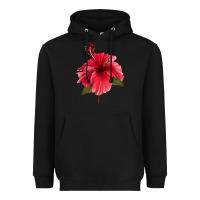 Black Puerto Rican Hibiscus Flower Heavyweight Hoodie - LillyAllenDesigns