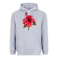 Heather Grey Puerto Rican Hibiscus Flower Heavyweight Hoodie - LillyAllenDesigns