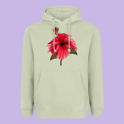 Puerto Rican Hibiscus Flower Heavyweight Hoodie Designed By Lillyallendesigns