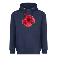 Navy Puerto Rican Hibiscus Flower Heavyweight Hoodie - LillyAllenDesigns