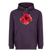 Plum Puerto Rican Hibiscus Flower Heavyweight Hoodie - LillyAllenDesigns