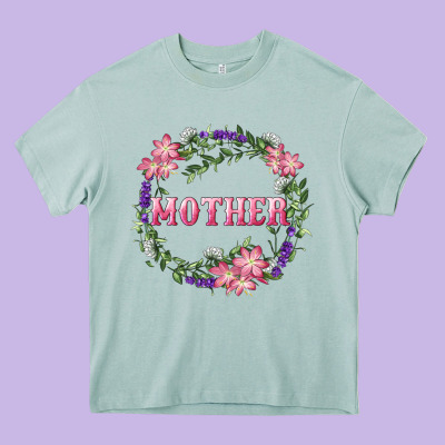 Heavy Core Tee Mother With Floral Wreath
