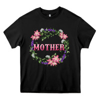 Black Mother With Floral Wreath Heavy Core Tee - RanaPortraitStore
