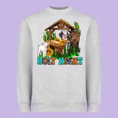 Holy Nıght Cows And Sunflowers Heavyweight Sweatshirt Designed By Adodesignshop