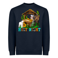 Navy holy nıght cows and sunflowers Heavyweight Sweatshirt - AdoDesignShop