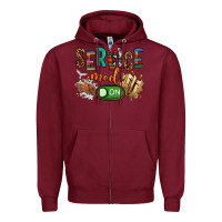 Burgundy service mode on woman version Zipper Hoodie - NancyCooperArtShop