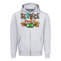 Heather Grey service mode on woman version Zipper Hoodie - NancyCooperArtShop